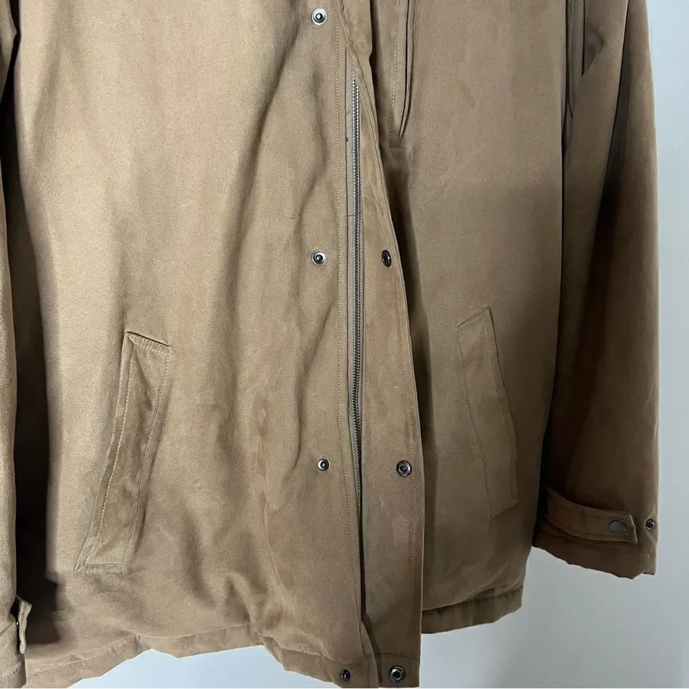 Alex Cannon Men’s Tan Wool Lined Faux‎ Suede Zip Snap Down Jacket Size Large